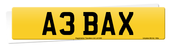 Registration number A3 BAX